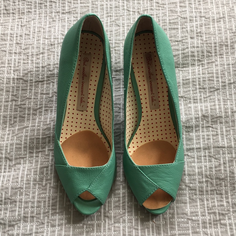 Mint Peep Toe Heels